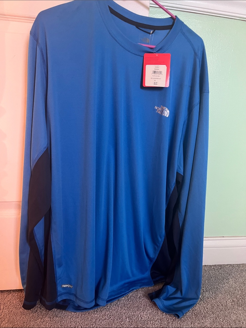 The North Face Men’s Long-Sleeve Active Tee — Blue with Black Panels